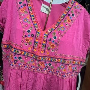 Savanna Jane Fuchsia Embroidered Tunic